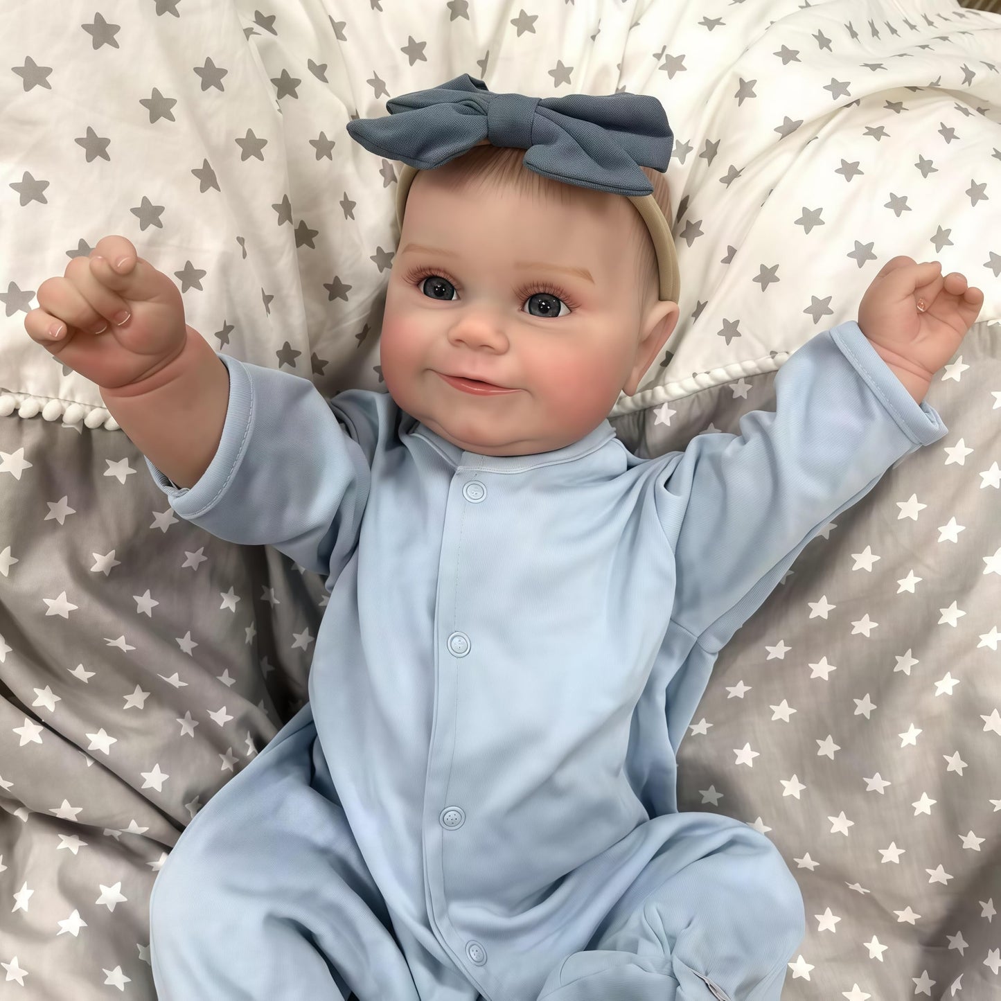 Joyarr Reborn Baby Doll, 20 Inch Lifelike Smiling Newborn Girl Doll Blue Eyes With Realistic Features, Soft Full Vinyl Body Pose