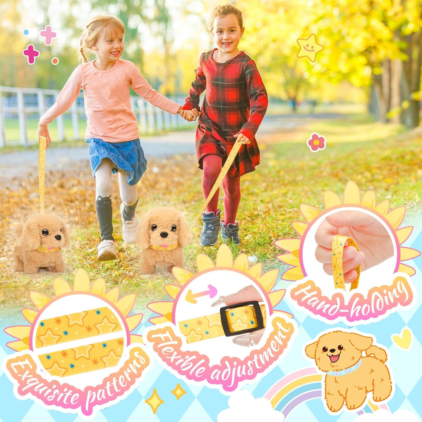 Tagitary Plush Toys Walking Dog Toys That Can Walk, Bark And Wag Tail,Interactive Electronic Pet Toys Puppy With Leash,Easter Christmas Birthday Gift For Toddlers Kids
