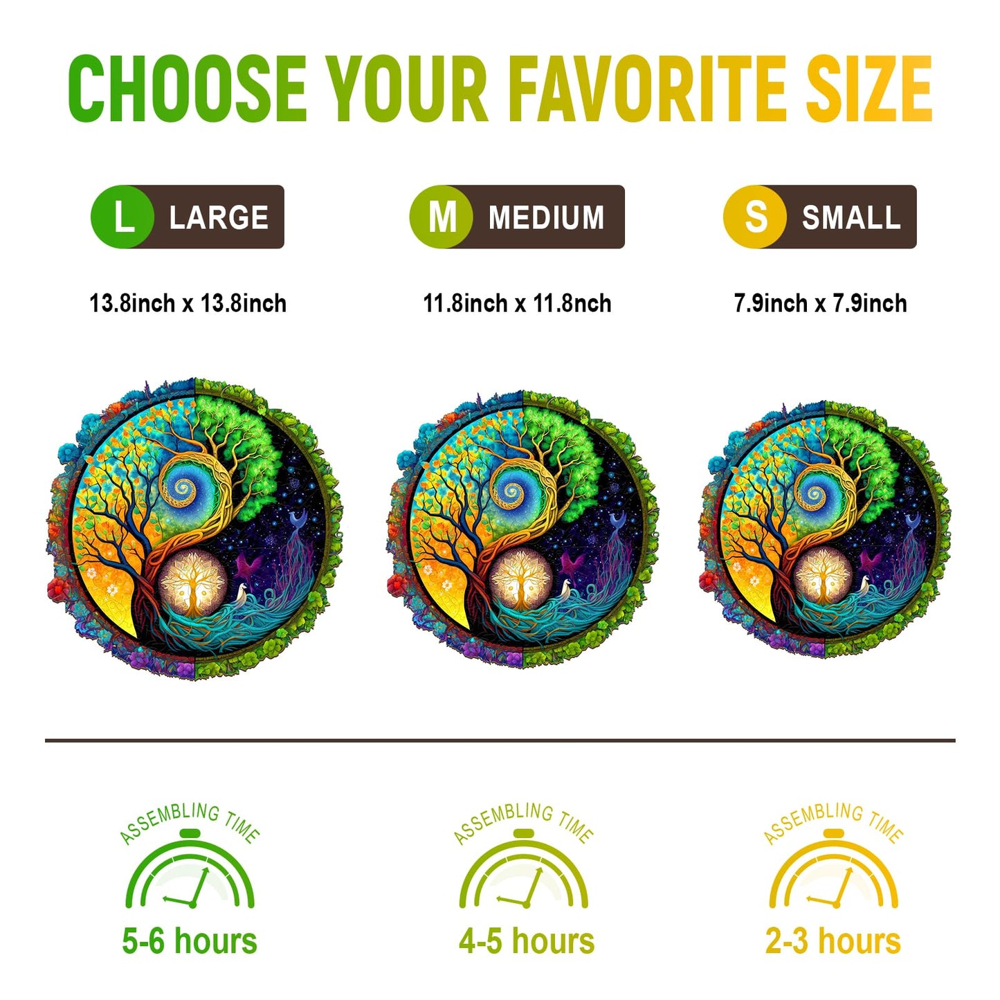 Wooden Puzzles for mature-themeds - Unique Shaped Wooden Jigsaw Puzzles mature-themed Puzzles  Christmas Creative Gifts for mature-themeds Kids  Yinyang Tree of Life Wooden Puzzle 13.8 * 13.8in 300pcs