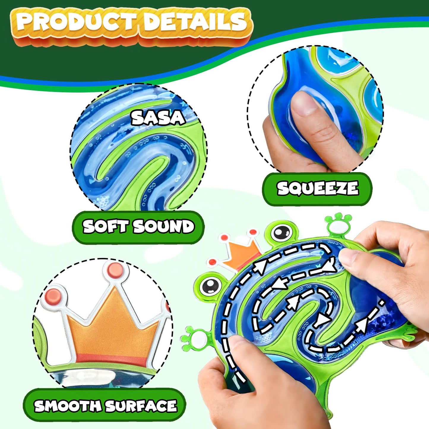 2Pcs Sensory Fidget Toys For Kids, Squishy Glitter Leap Frog Toys For Toddlers, Autism Sensory Products Travel Toys For Boy Age