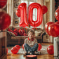 Katchon, Giant Red 10 Balloon Number - 40 Inch | 10Th Birthday Decorations | Red 10Th Birthday Balloons For 10 Birthday Decorations Red | Red Number 10 Balloons