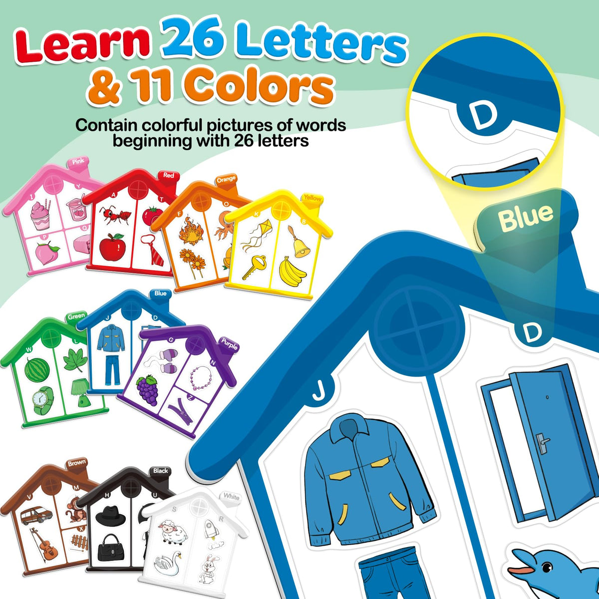 Torlam Magnetic Color Sorting Toys Alphabet Games Learning Abc Letter ...
