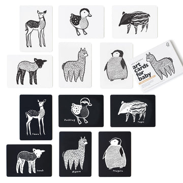 Wee Gallery Black And White Art Flash Cards For Babies, High Contrast Educational Animal Picture Cards, Baby Visual Stimulation, Brain And Memory Development In Infants And Toddlers - Baby Animals