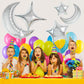 TONIFUL 52pcs Silver Moon & Star Foil Balloons - Large Moon Shape, Star Mylar for Birthday, Wedding, Baby Shower, Anniversary &