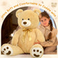 Morismos Giant Teddy Bear Stuffed Animal 4Ft, Big Teddy Bear Plush For Baby Shower, Life Size Stuffed Bear Gifts For Kids, Girls, Girlfriend, Women On Valentine, Christmas, Birthday(Light Brown)