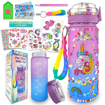 Edsportshouse Decorate Your Own Water Bottle Kits For Girls Age 4-6-8-10,Unicorn Painting Crafts,Fun Arts And Crafts Gifts Toys For Girls Birthday Christmas(Unicorn)