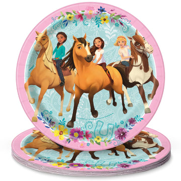 Unique Round Dessert Paper Plates - 7, Spirit Riding Free, 8 Pcs