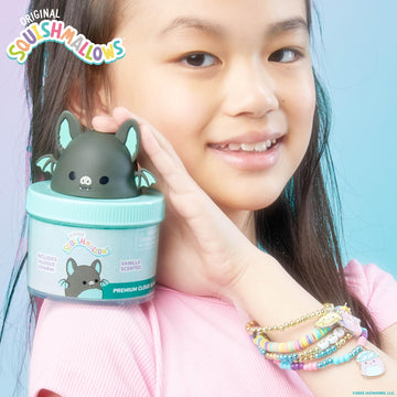 Squishmallows Aldous The Fruit Bat Cloud Slime, Vanilla-Scented, 8 oz, Multi Color, Model 228939, Sensory Toy & Storage Container