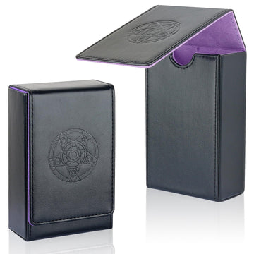 Buweeo Tarot Card Case/Holder, Single Deck Pu Leather Card Holder For Most Standard Size Tarot Cards Or Playing Cards, Black And