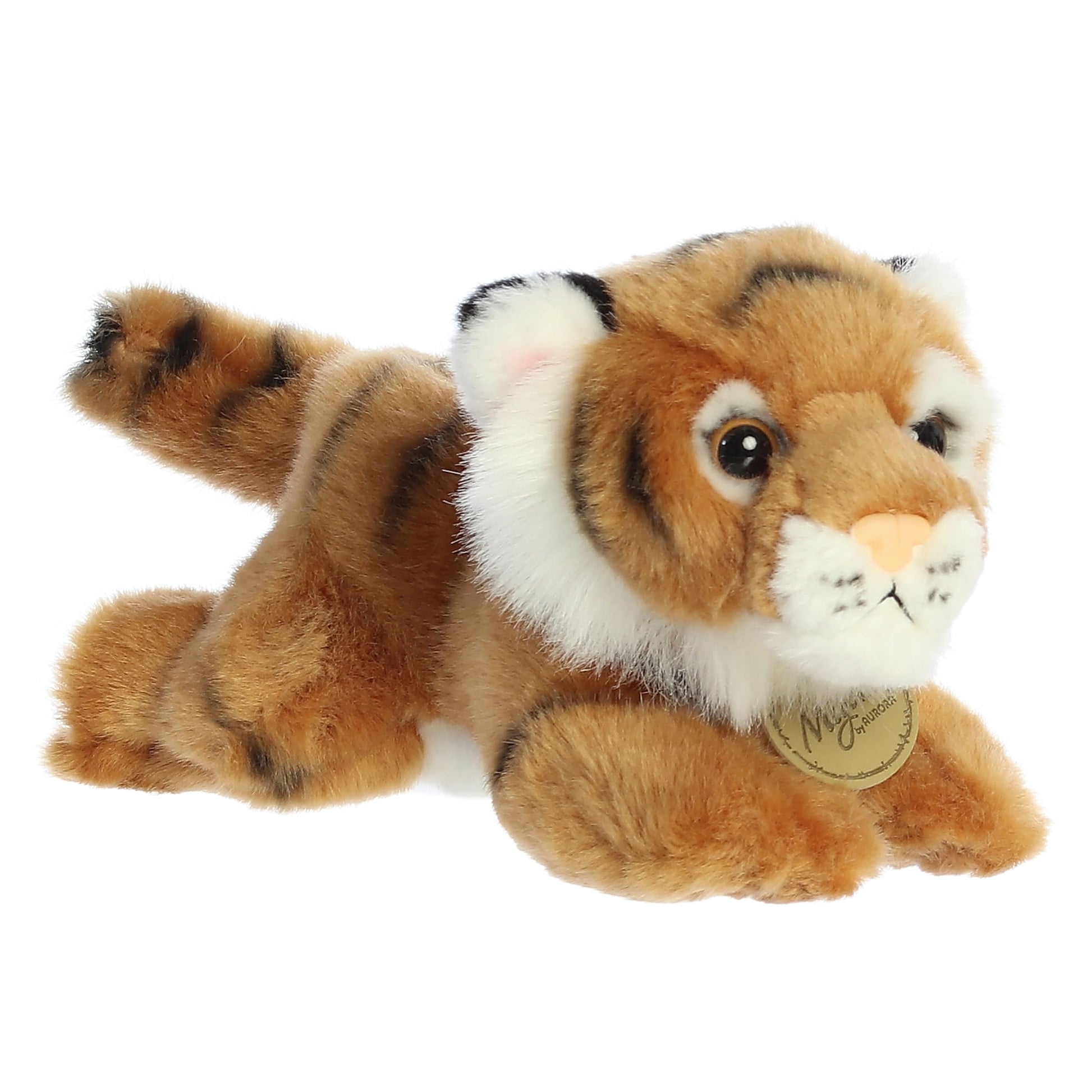 Aurora® Realistic Miyoni® Bengal Tiger Stuffed Animal - Lifelike Detail - Cherished Companionship - Brown 8 Inches