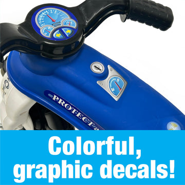 American Plastic Toy Police Cycle Blue, 24.25” X 16.5” X 14”