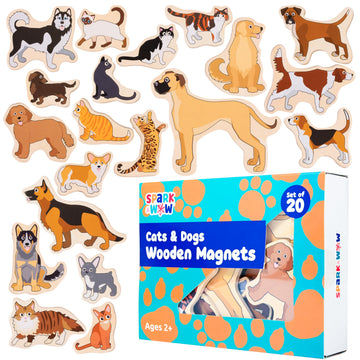 Spark & Wow Wooden Magnets - Cats & Dogs - Set Of 20