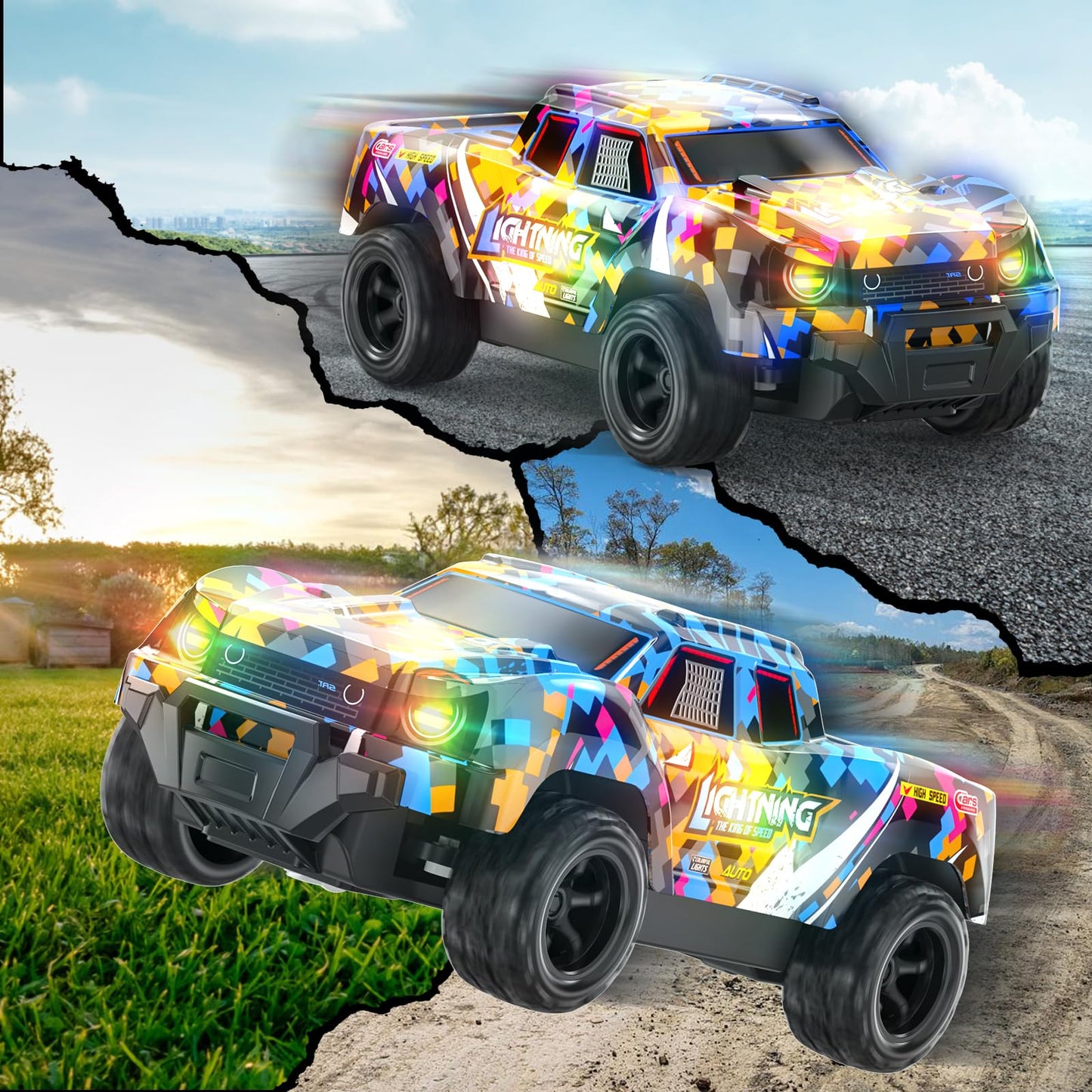 Remote Control Car for Boys 4-7, RC Pickup 1/24 Scale Light-up Mini RC Car for Kids Boys Toys Age 4-6, 6-8, 3-5, 5-7, Birthday G