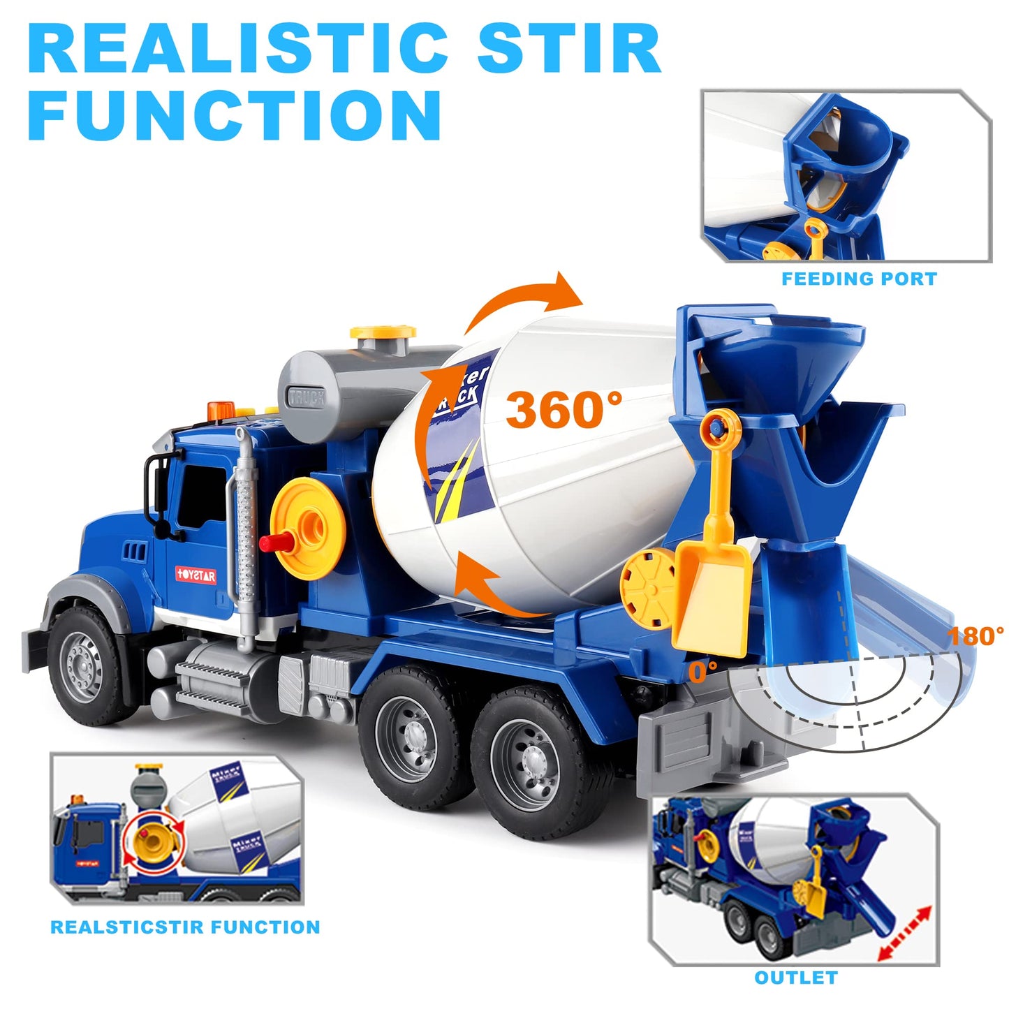 Dwi Dowellin Toddler Trucks Toys for Boys Age 1-3 3-5,Big Cement Mixer Truck with Lights and Sounds,Kids Boy Toys Christmas Birt