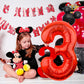 Lebery Mouse Number 3 Balloon 40 Inch Red Number 3 Balloon Mini Mouse Head Balloons For 3Rd Birthday Party, Black Red Large Numeral Foil Balloons For Baby Shower Anniversary Supplies Decorations