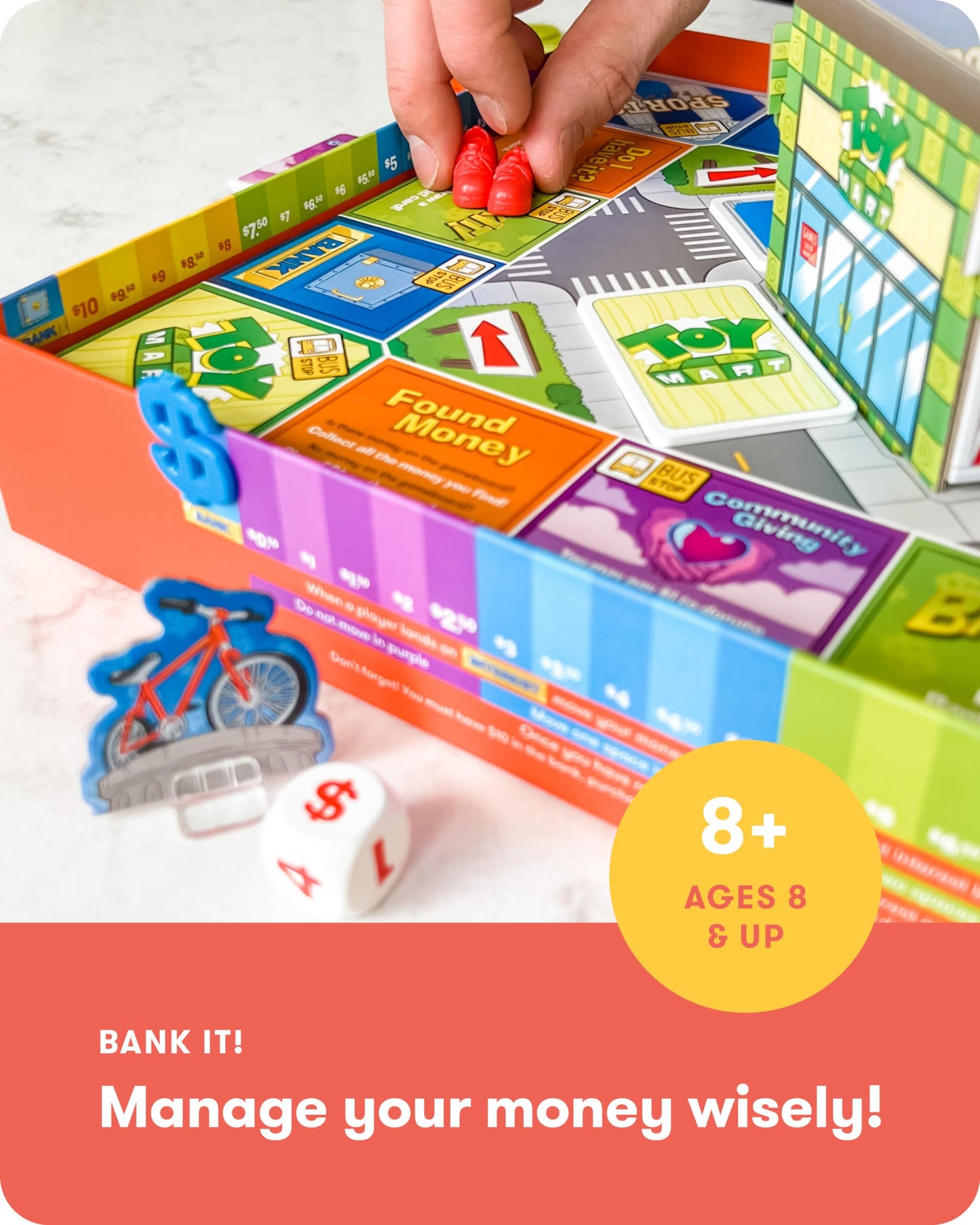 SimplyFun BankIt! Money Game for Kids - Learn Saving & Spending, Ages 8+, Blue, Cardboard, 1-4 Players