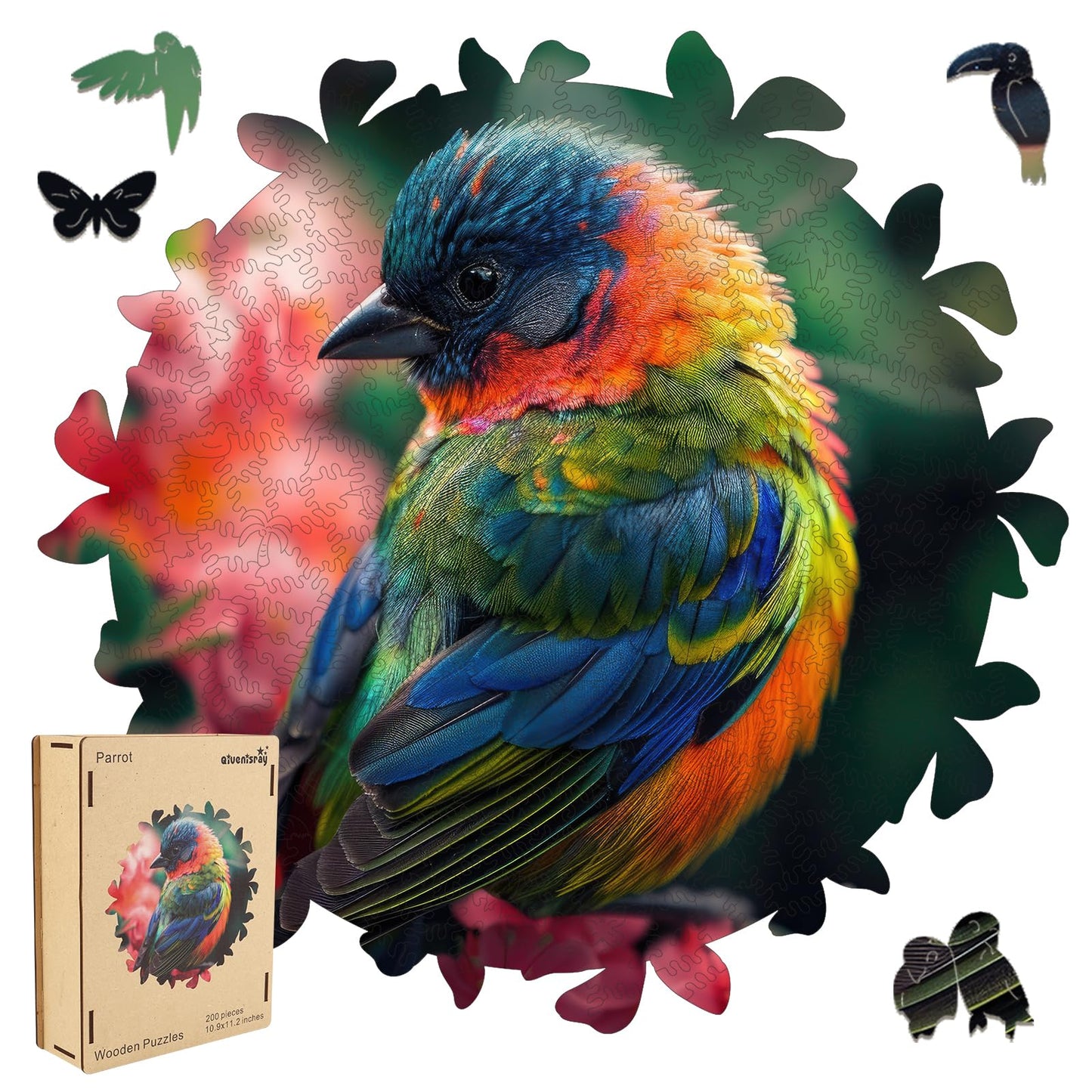 Qiuenisray Wooden Puzzles For Adults,Bird Wooden Jigsaw Puzzles 500Pcs,16.5X16.9In,Royal,Unique Shape Animal Adult Puzzles,Irreg