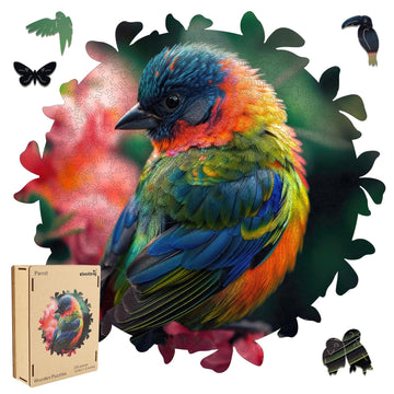 Qiuenisray Wooden Puzzles For Adults,Bird Wooden Jigsaw Puzzles 500Pcs,16.5X16.9In,Royal,Unique Shape Animal Adult Puzzles,Irreg