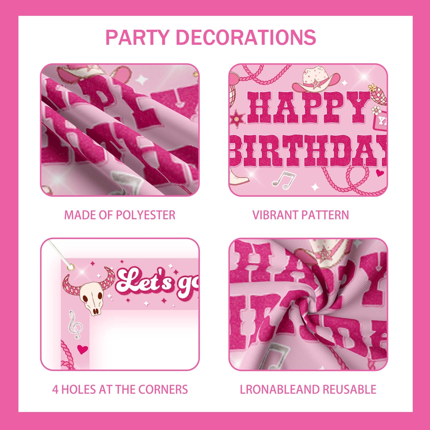 Disco Cowgirl Birthday Party Decorations Set - Photo Booth Props for Girls,Foil Balloon Pink Balloons for women Birthday Party S