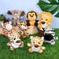 Elcoho 14 Pieces Safari Jungle Animal Plush Toys Small Stuffed Forest Animals Plush Toys 5.9 Inch And 3.75 Inch Keychain Decorations For Animal Themed Parties Goody Bags(Standing,Sitting)