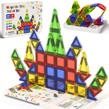Gamcrown Magnetic Building Toys STEM Magnet Travel Construction Set with Storage Box - Educational Birthday Gifts for Boys & Girls Magnetic Building Toys for 3-8 Year Olds(40 PCS)