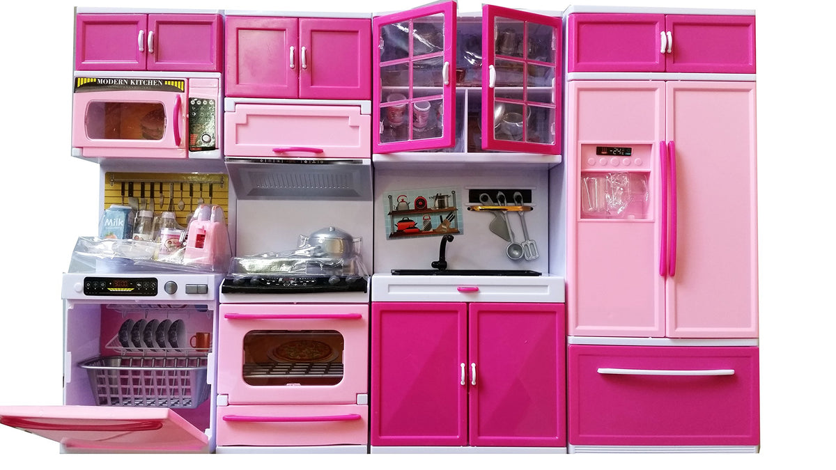 Modern Kitchen Set with 4 Compartments, Musical and Lights(big size)