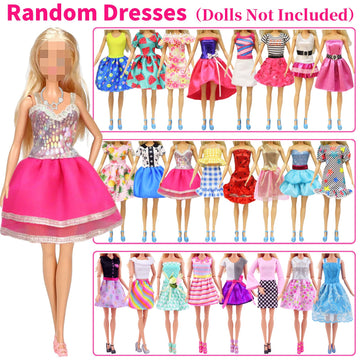 Ecore Fun 39 Pcs Doll Clothes And Accessories 3 Fashion Dresses 10 Slip Dresses 3 Tops 3 Pants 10 Necklaces 10 Shoes Fashion Casual Outfits Perfect For 11.5 Inch Dolls
