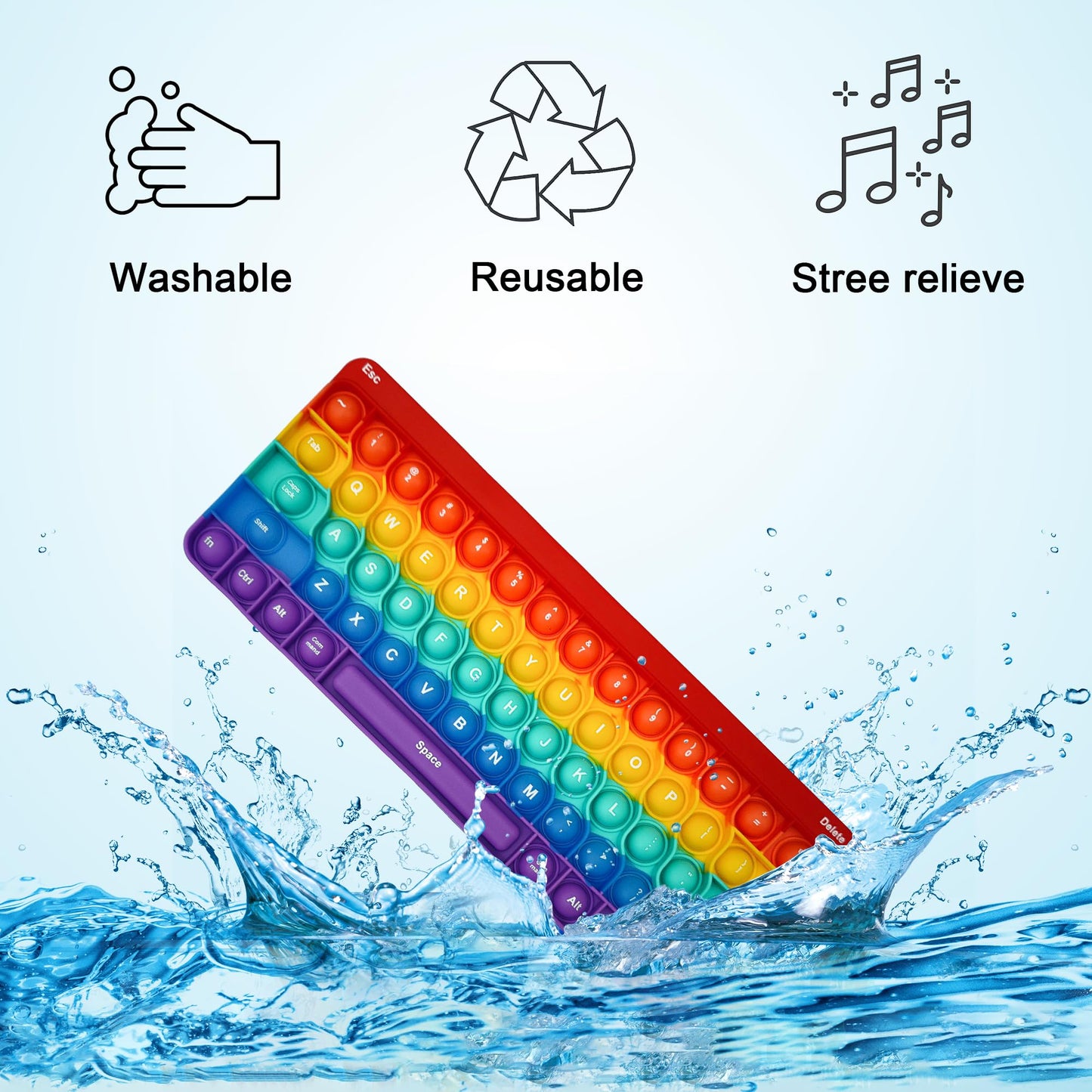 Proweber Learning Typing Keyboard Pop Fidget Toy - Satisfying Sensory Stress Relief for Kids Adults ADHD - Pop Bubbles Silicone