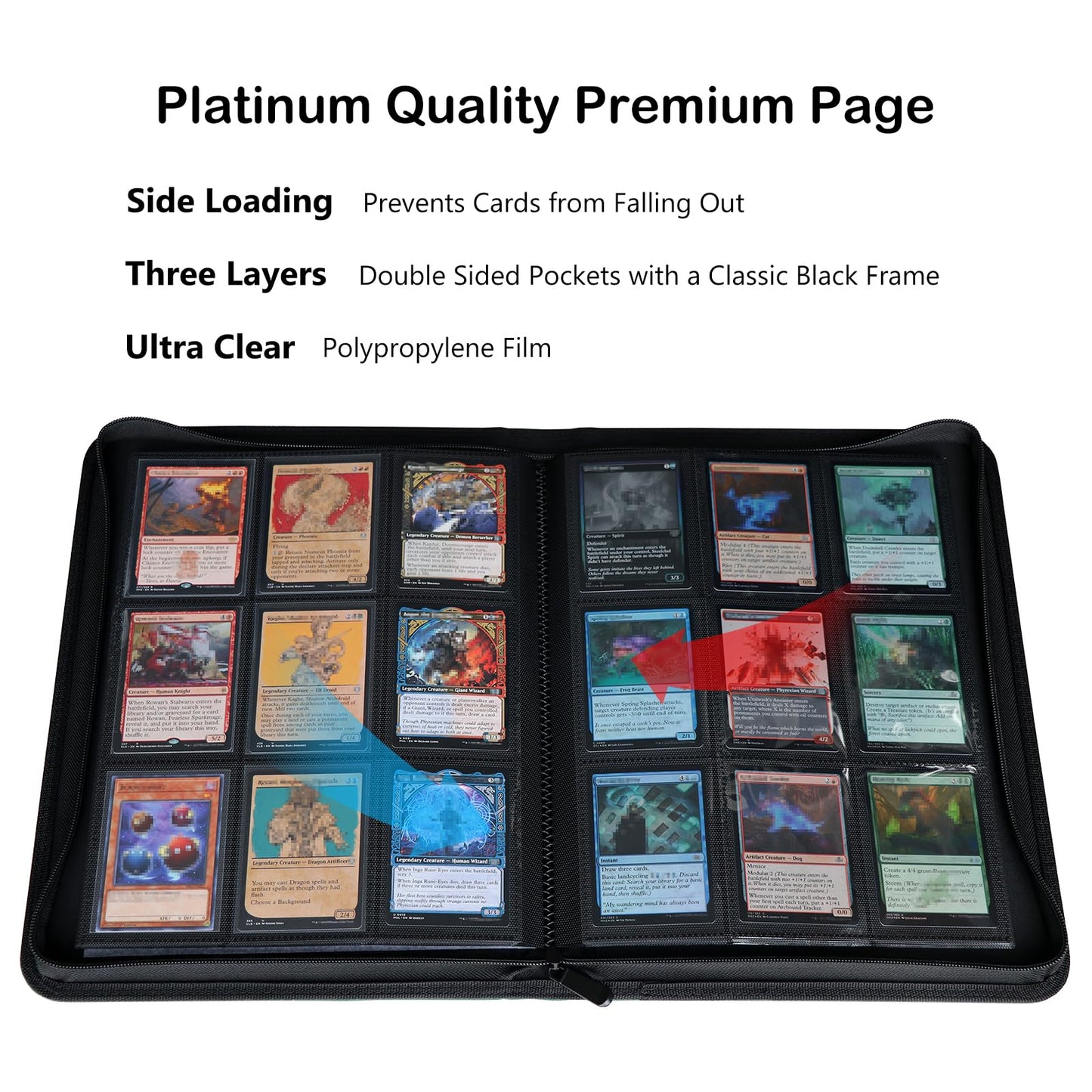 Rayvol enhanced 9-Pocket 504 Card Binder  Ringless Trading Card Album Folder - Side Loading Black Page Pocket Binder for TCG -Midnight Blue