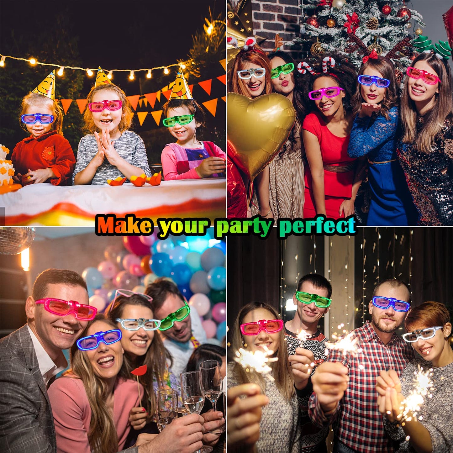 28 Packs Led Glasses 5 Neon Color 3 Light Modes Glow Sticks Light Up Glasses,Glow In The Dark Party Supplies Favors For Kids Adu