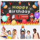 Tatuo Firetruck Birthday Party Supplies Decorations Firetruck Theme Backdrop Background Banner for Boys Girls Favor Fireman Fire