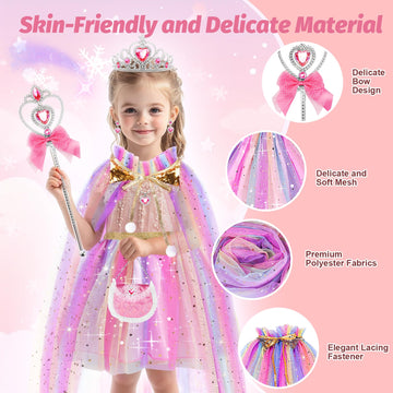 Funmission Princess Dress Up For Little Girl Toys, 9Pcs Dress Up Clothes For Girls, Princess Costume Girls, Girl Dress Up Clothe