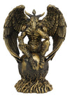 Ebros Gift Sabbatic Goat The Thinker Baphomet Sitting On The Globe Statue 7.75 Tall Baphometh with Pentagram Star Idol Altar Fig
