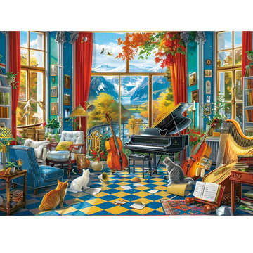 Jigsaw Puzzles 300 Pieces For Adults Room Piano Adult Puzzles 300 Piece Puzzles For Kids Ages 8-10 10-12 Recycled Cardboard Puzzle Pieces Family Challenging Game 20.5X15In