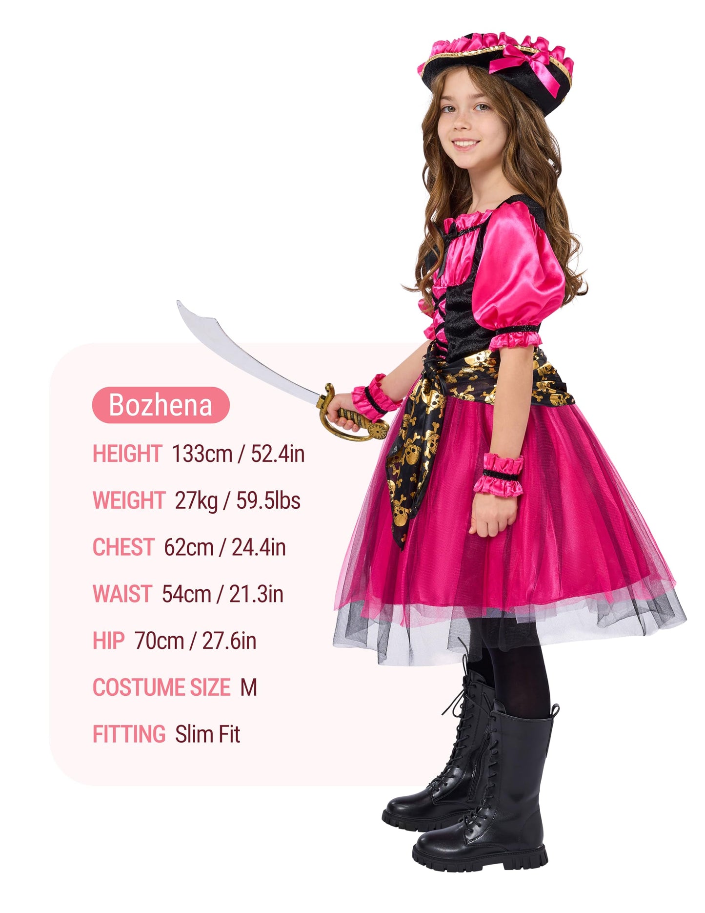 Spooktacular Creations Halloween Costumes for Girls  Kids Pirate Costume  Magenta Pirate Dress for Toddler Girls Halloween Pirate Princess Role Play Parties(Medium(8-10 yrs))