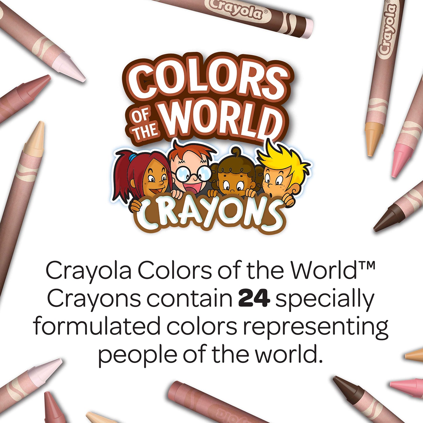 Crayola Colours of the World Wax Crayons - Assorted 24 Count, Multi-coloured, Ideal for Kids 3+
