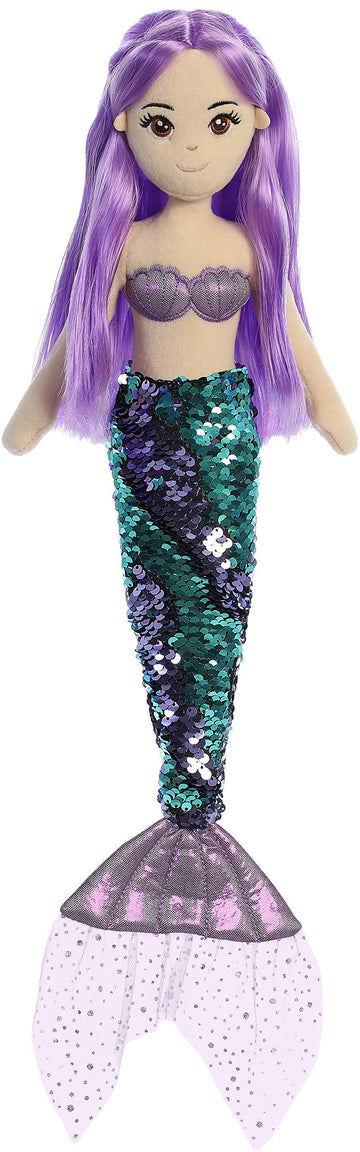 Aurora® Enchanting Sea Sparkles™ Sequin Sparkles™ Jenna Stuffed Doll - Imaginative Play - Magical Companions - Green 18 Inches