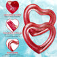 2 Pcs Heart Pool Floats Inflatable Swim Rings, 47.3 x 39.4 Inch Bachelorette Floaties Heart Shaped Swimming Loungers Tube for Ad