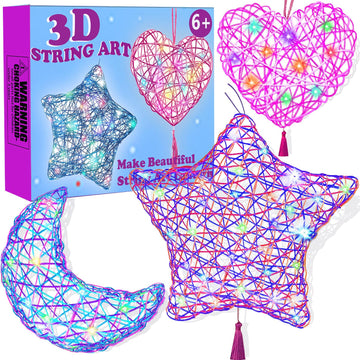 Beilunt 3D String Art Kits Crafts for Girls Ages 8-12, Arts and Crafts for Kids Ages 6-8, Make String Lantern with 20 Colored LE