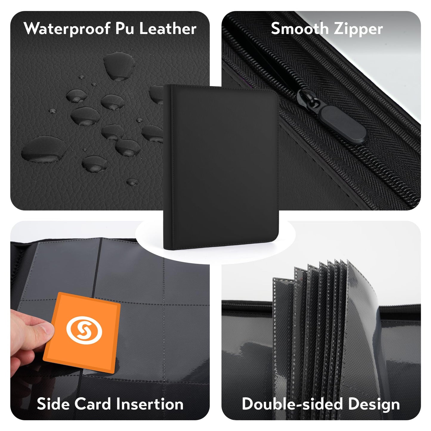 1000+ Pockets Trading Card Binder  enhanced 16 Pocket Card Binder  Ringless Side Loading Collection Album Holder Folders for MTG  TCG  Game Cards & Sports Cards (Black)