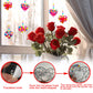 28 Sets Heart Suncatchers for Windows Hanging Glow in The Dark Valentines Day Suncatcher Decoration Window Paint Art Craft Sun