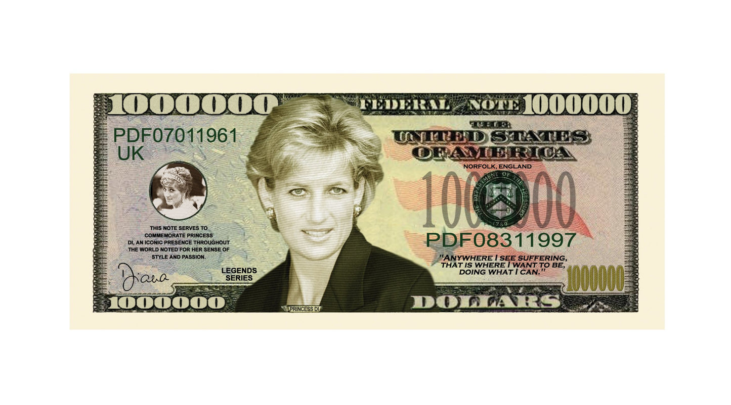 American Art Classics Princess Diana Million Dollar Bill (Pack Of 5) - Best Princess Di Collectible