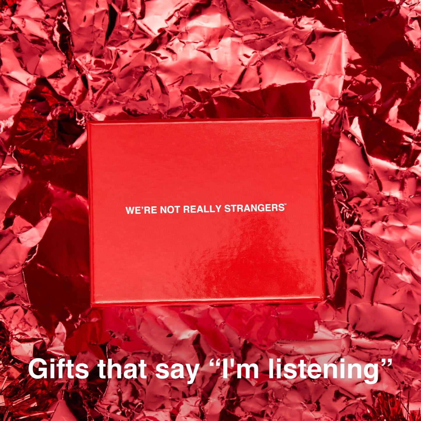 WE'RE NOT REALLY STRANGERS Card Game - 150 Conversation Cards, Medium, Cardstock, Red & White, Model WNRS-001, for 2-6 Players