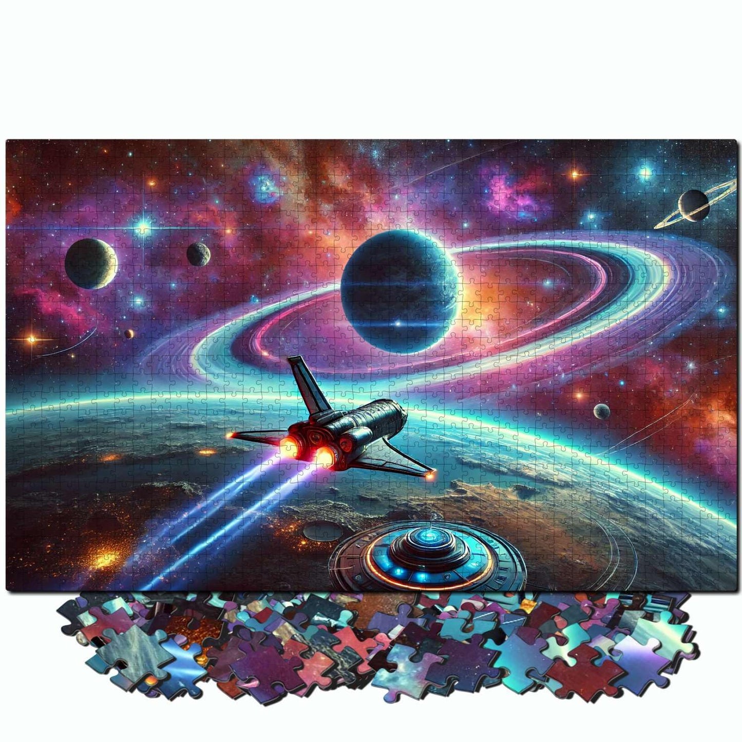 Jigsaw Puzzles for mature-themeds 1000 Pieces - Challenging Colorful and Unique with Large Poster - Letters on Back - AI Art - Rompecabezas para mature-themedos - Gifts for mature-themed  Couples  Teens (Space Exploration)