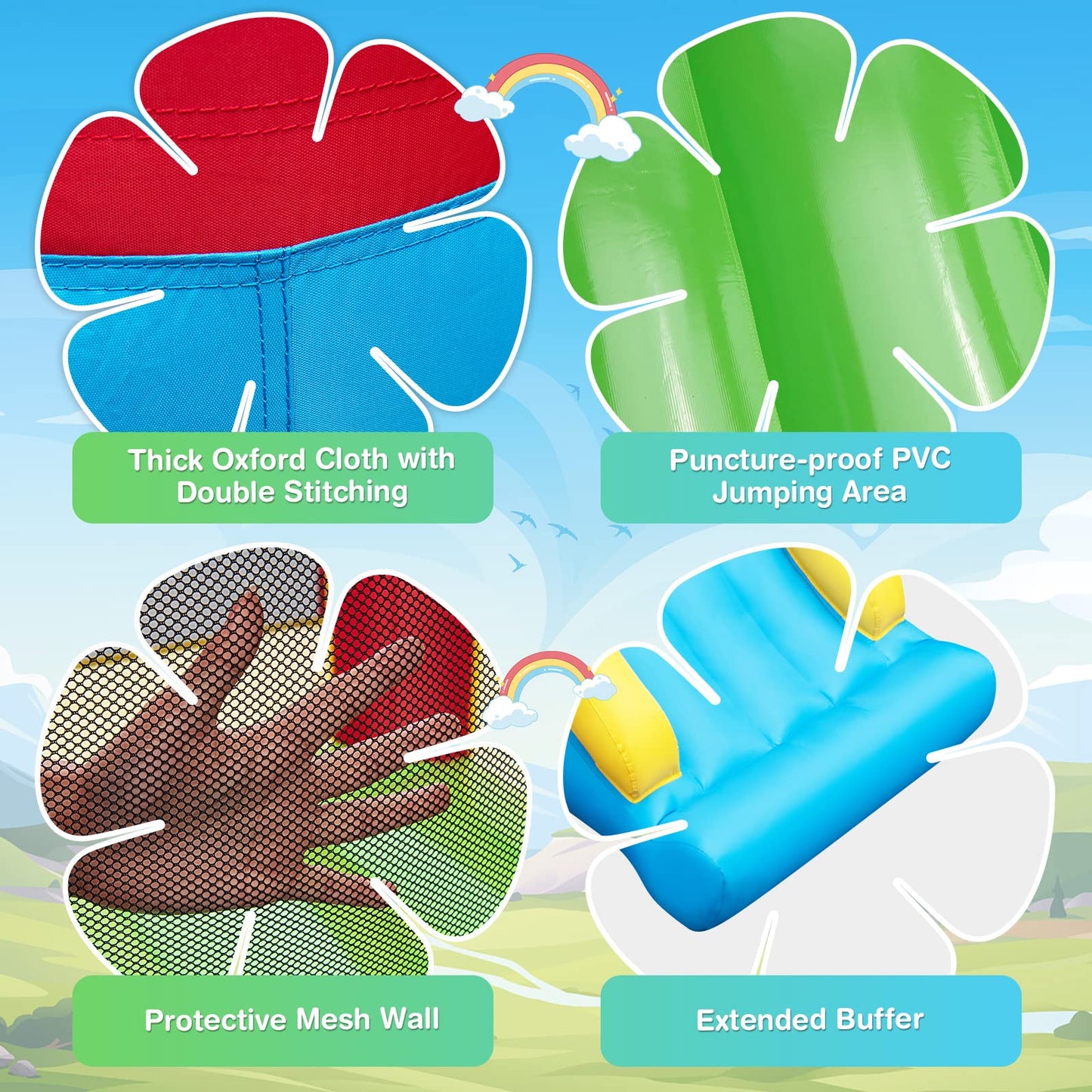 HONEY JOY Inflatable Bounce House  Jumping Castle with Slide  Oxford Carrying Bag  Basketball Rim  Air Bouncer for Kids Indoor Outdoor Play (with 480W Blower)