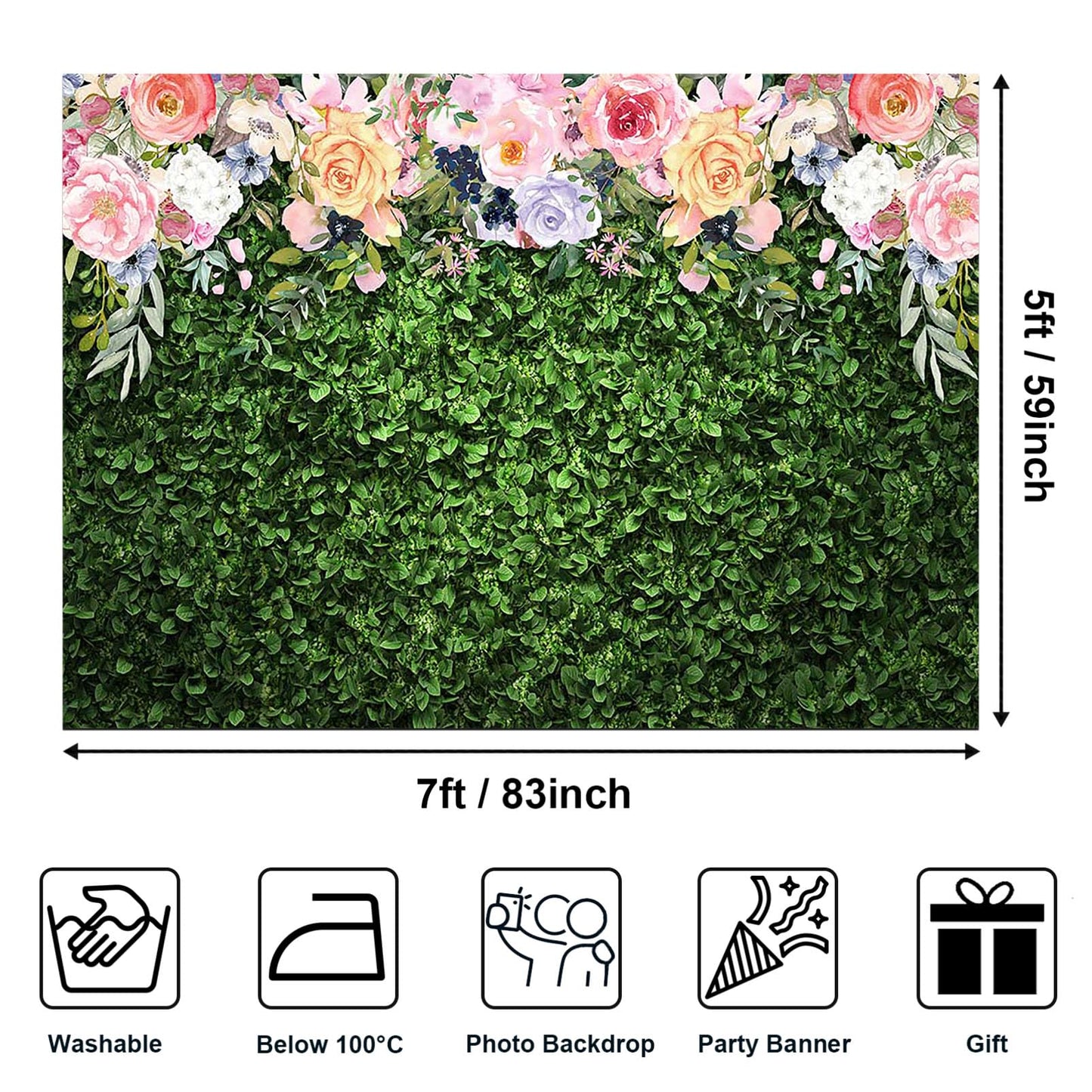 Avezano Flower Photography Backdrop Green Spring Grass Lawn Party Background Floral Grass Birthday Baby Shower Miss to Mrs Weddi