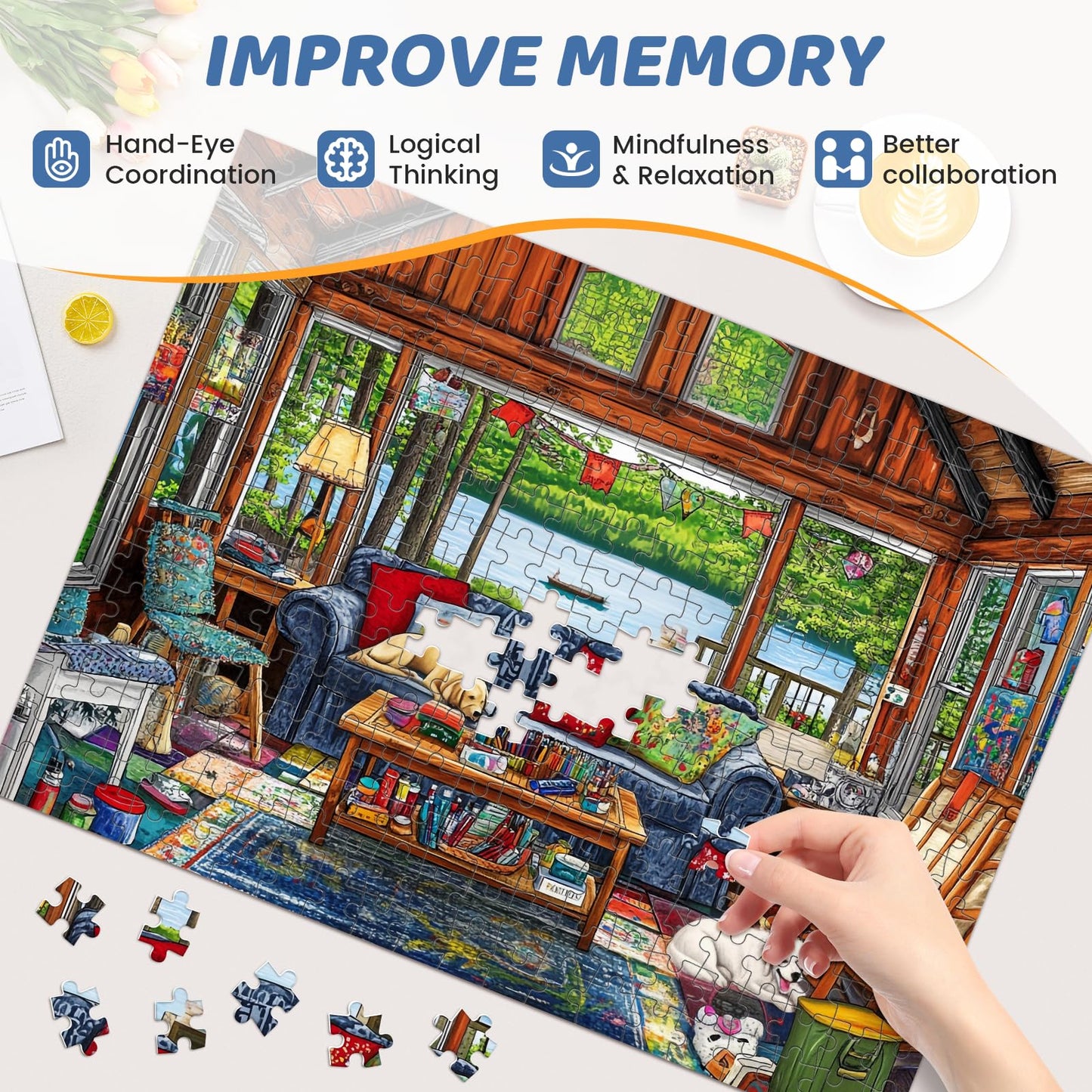 300 Pieces Puzzles For Adults | Holiday Room Jigsaw Puzzles 300 Piece For Children Adults Seniors | Sturdy,Safe Large Piece Puzzle | Engaging & Educational Toys Great Gift For Boys Girls 20.5 X 15 In