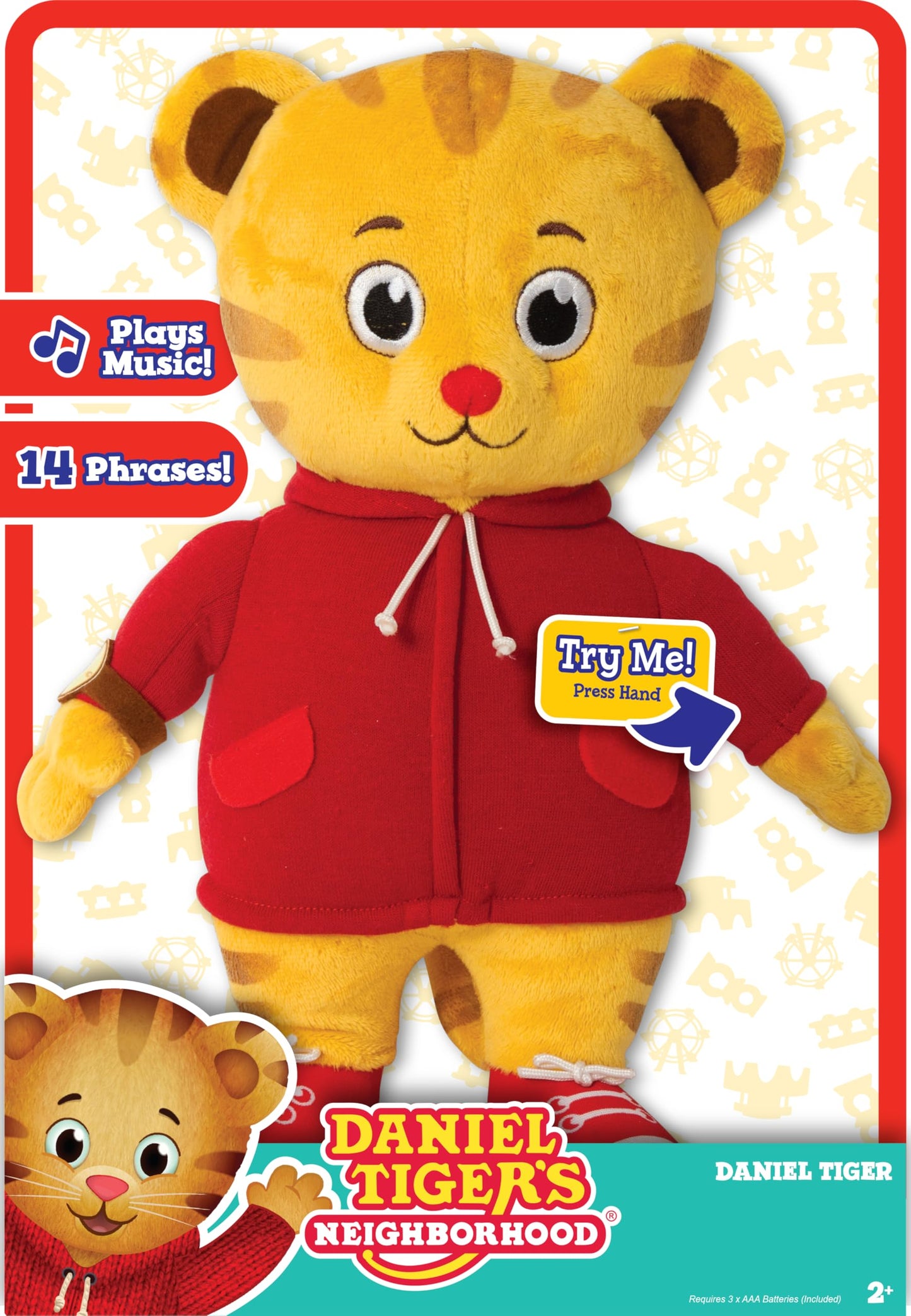 Daniel Tiger's Neighborhood Talking Friend Plush Toy, 12" Soft Polyester Stuffed Animal, Daniel Tiger Model 714561