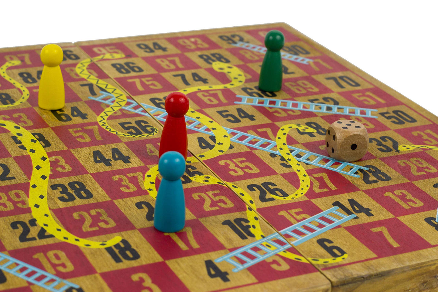 Professor Puzzle; Wooden Snakes & Ladders - Traditional/Classic Wooden Family Board Game Snakes And Ladders.