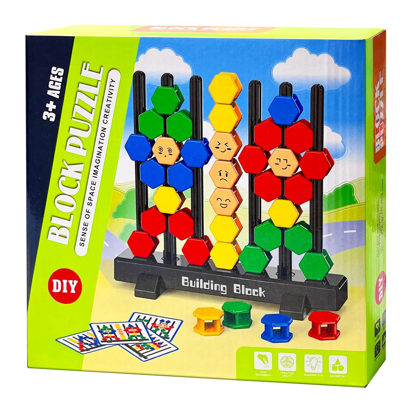 3D Building Blocks Puzzle Board Games for Kid mature-themed Educational Toys Brain Teaser Puzzles Challenge Geometry Logic IQ Games STEM for 3 Years Boys Girls